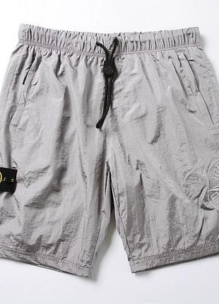 Шорти stone island стоун айленд чоловічі сірі нейлонові брендові літні спортивні s-xl l