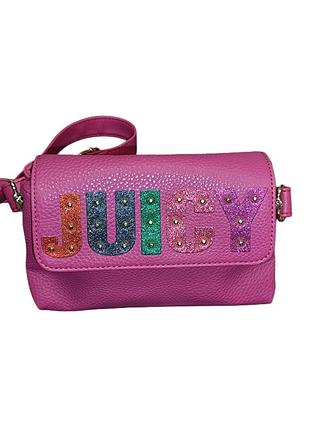 Розовая сумка juicy couture crossbody через плечо логотип стразы y2k винтаж 2000-х гламур мини сумочка оригинал косметичка кошелек