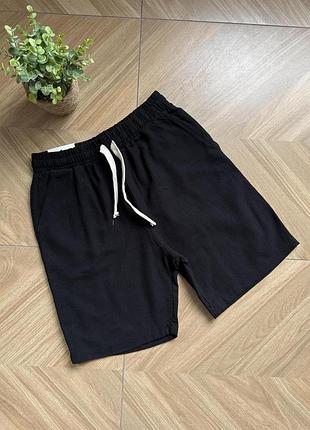 Льняные шорты мужские черные летние легкие повседневные s-xxl xxl
