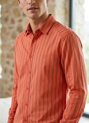 Оранжевая мужская рубашка strellson р.l(м) 100% хлопок slim fit швейцария оригинал