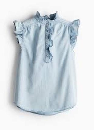 Жіноча джинсова блуза світло-блакитного кольору від бренду h&m