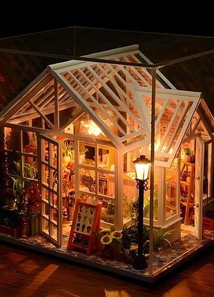 Румбокс цветочный магазин интерьерный конструктор roombox diy flower shop m-009 + купол
