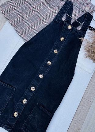 Літній сарафан denim co xs джинсовий плаття коротке графітова сукня комбінезон на ґудзиках