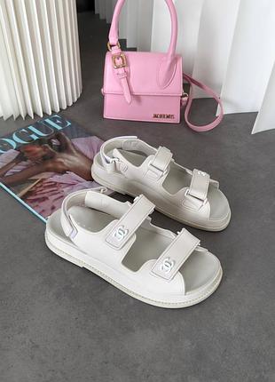 Жіночі сандалі літні ch@n₴l ''dad"" sandals  beige. жіночі босоніжки