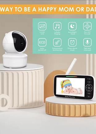 Відео няня. нова бездротова відеоняня babystar sm530a з великим екраном 5.0" та поворотною камерою