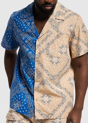 Сорочка karl kani paisley bandana (синьо-бежева) розмір s