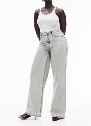 Жіночі світло сірі джинси wide leg