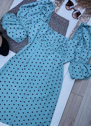 Літня сукня m missguided коротке плаття трапеція приталене плаття в горох сукня з об’ємними рукавами