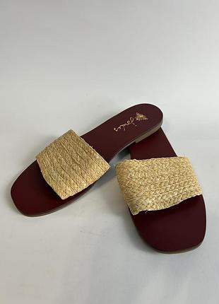 Жіночі шкіряні шльопанці солома jonles