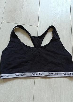 Черный бюстгальтер спортивный топ котоновый calvin klein m м 70c 75a 75b