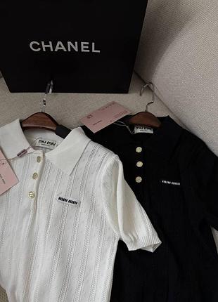 Костюм miu miu спідниця та футболка кофта чорний та білий колір