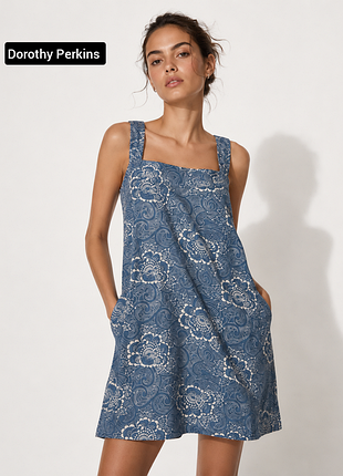 Сукня жіноча сарафан синя в квітковий принт прямого крою від бренду dorothy perkins xl xxl