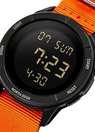 Чоловічий тактичний водостійкий годинник north edge terrax special orange з японським механізмом, 2 ремінці