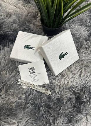 Чоловічий металевий браслет lacoste / сріблястий браслет лакост у коробці / подарунок