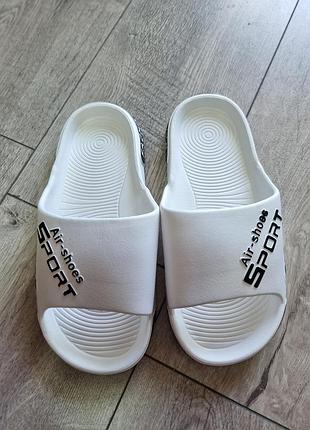 Шлепанцы air-shoes sport белые сланцы унисекс мужские летние пляжные тапочки эва