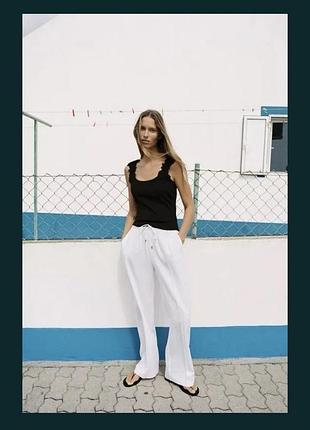 Лляні білі штани zara