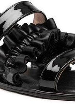 Босоножки женские pollini кожаные черные праздничные сандалии лакированные шлепанцы мюли размер 37