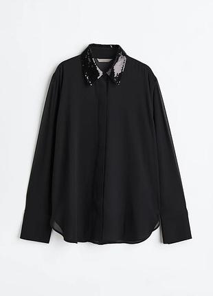 Чорна блузка з блискітками р.s h&m
