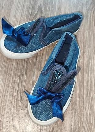 Кеды nelli blu 27р.18см для девочки синие с бантиками и блестками