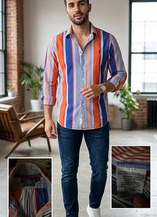 Яскрава вінтажна сорочка polo ralph lauren "ellington" multi-stripe (оригінал)