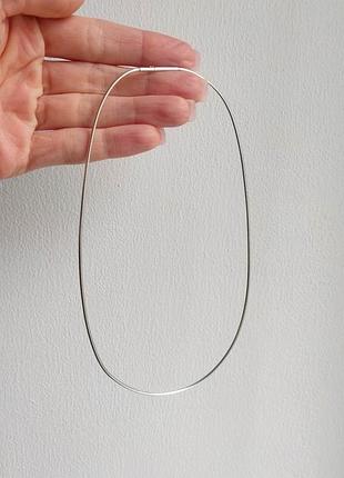 Срібне кольє снейк із застібкою-багнет, срібне кольє зі срібла 925 проби, срібний чокер-кільце 925 проби, ланцюжок снейк срібло 925