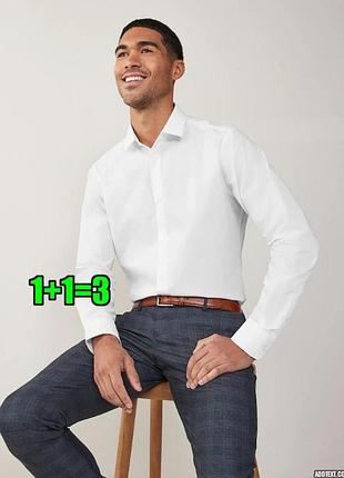 😉1+1=3 фірмова біла чоловіча приталена сорочка debenhams slim fit, розмір 42 - 44