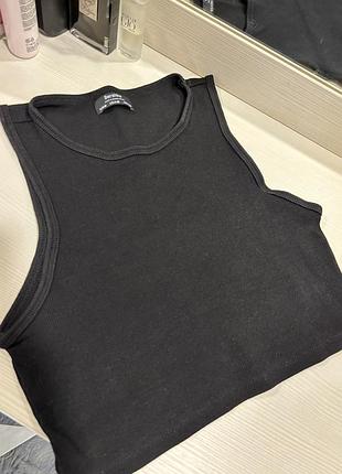 Топ в рубчик чорний bershka