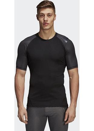 Чоловіча чорна компресійна футболка adidas alphaskin techfit compression оригінал адідас тренувальна