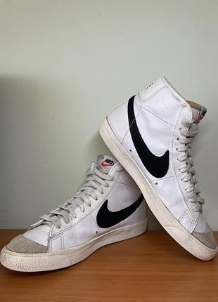 Кросівки nike blazer mid '77 vintage white black | високі шкіряні кеди найк блейзер | розмір 40.5 (26 см)