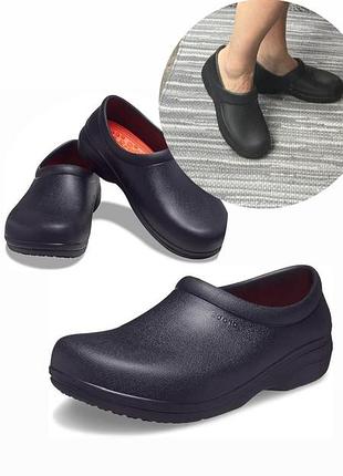 Чорні робочі сабо crocs on the clock literide