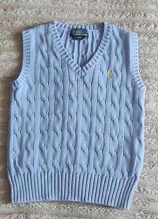 Хлопковый вязаный жилет ralph lauren для мальчика