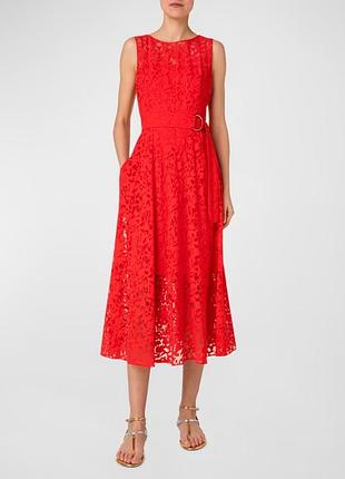 Оригінальна розкішна сукня akris punto red kaleidoscope organza midi dress