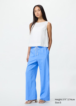 Брюки легкого кроя из льняной смеси uniqlo