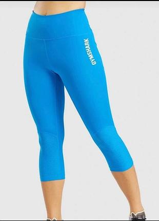 Сині укорочені спортивні лосіни легінси gymshark