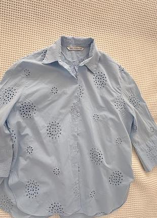 Блакитна сорочка прошва zara p xs/s