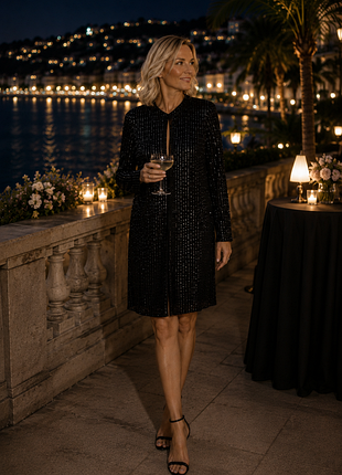 Шикарна сукня-накидка anne klein, нова з біркою, паєтки, р. m для святкових подій! тиха розкіш, елегантна
