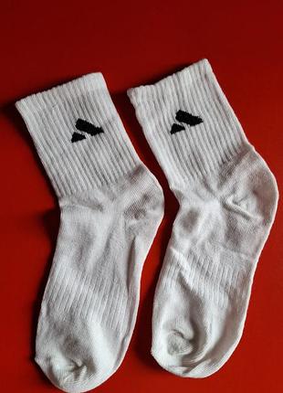 Высокие белые носки с логотипом / спортивные носки в стиле adidas