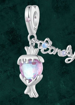 Серебряная бусина шарм "розовая конфета"