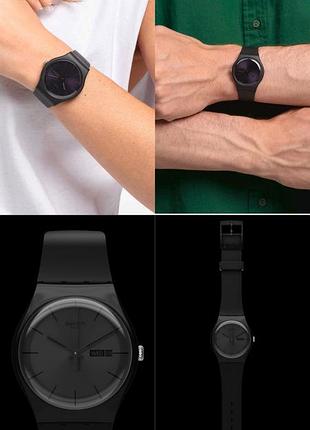 Стильний годинник унісекс swatch black rebel з колекції new gent, оригінал