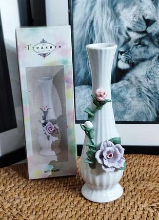 Вінтажна порцелянова ваза enesco «the treasure collection» (ручне ліплення, 3d троянди)