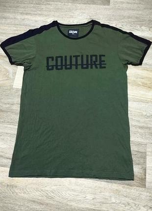 Мужская тонкая футболка couture , размер м , хаки , 100% хлопок .
