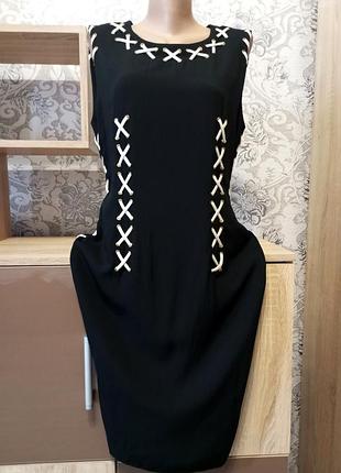 Преміальна чорна сукня міді cheap and chic by moschino з фірмовим шнуруванням
