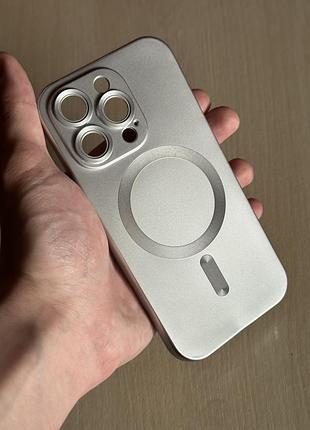 Матовий чохол titanium style з magsafe та захистом лінз для iphone 14 pro