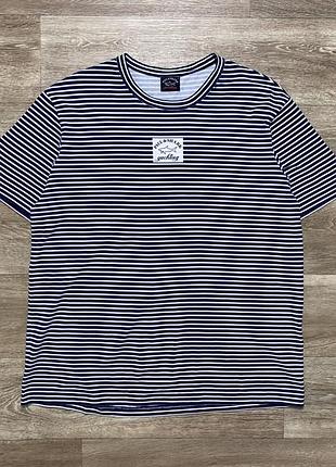 Оригінальна футболка paul & shark striped t-shirt navy / white size l