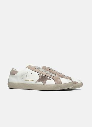 Кеди golden goose white beige