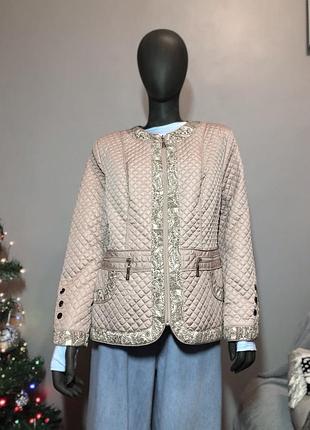 Бежева легка жіноча курточка на весну-осінь l/xl батал / легкая бежевая женская куртка осень весна