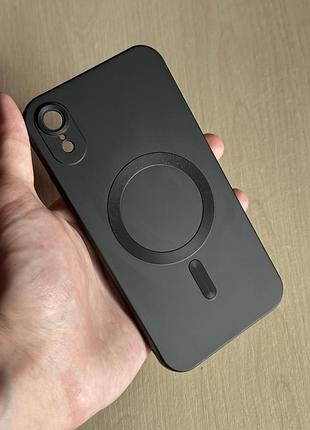 Матовий чорний чохол з magsafe та прямими гранями для iphone xr