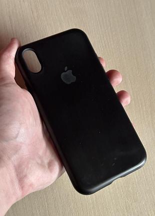Чорний матовий чохол silicone case з мікрофіброю для iphone x / xs