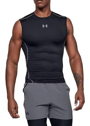 Чоловіча чорна компресійна майка under armour compression tank top оригінал тренувальна майка андер армор
