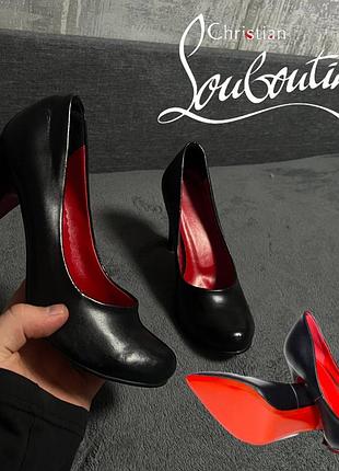 Туфли-лодочки от christian louboutin черные кожаные 38